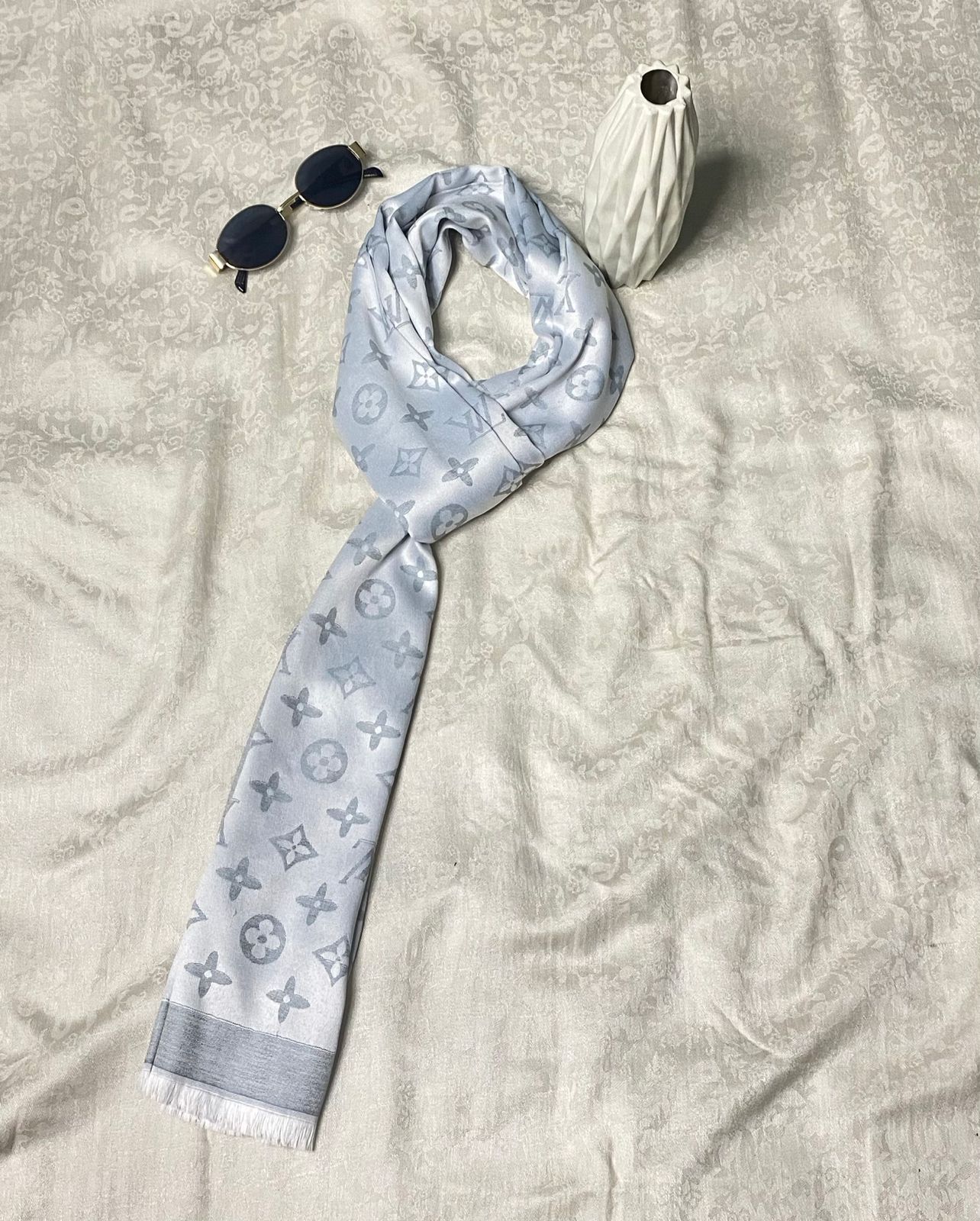 Sky Blue Silk Stole - Shawl